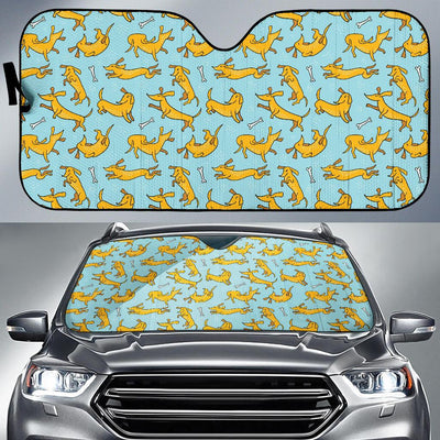 Dachshund Pattern Print Design 08 Car Sun Shade-JORJUNE.COM