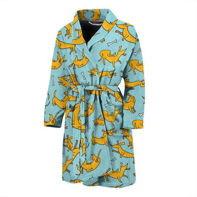 Dachshund Pattern Print Design 08 Men Bathrobe-JORJUNE.COM