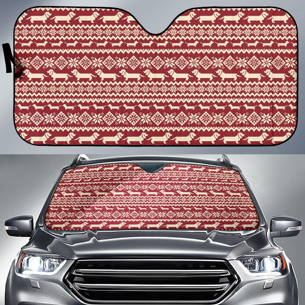 Dachshund Pattern Print Design 09 Car Sun Shade-JORJUNE.COM