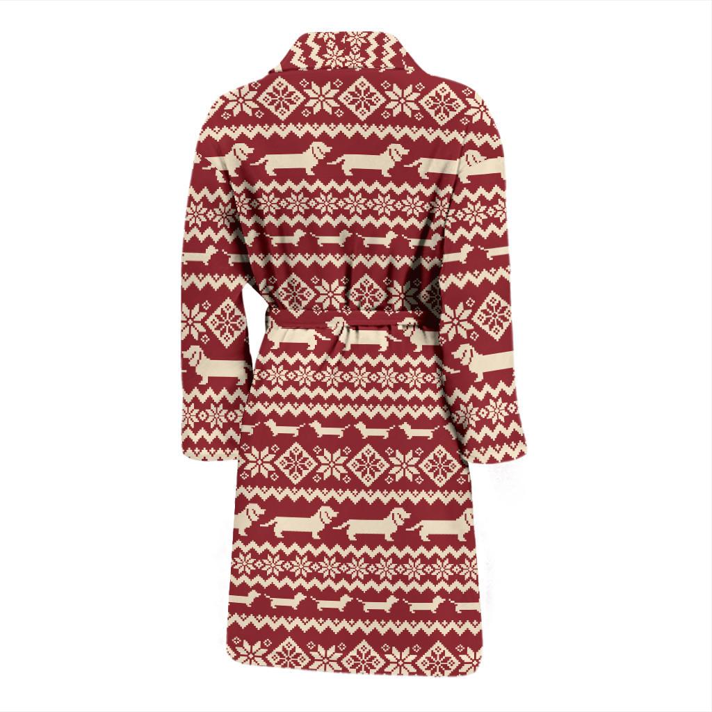 Dachshund Pattern Print Design 09 Men Bathrobe-JORJUNE.COM