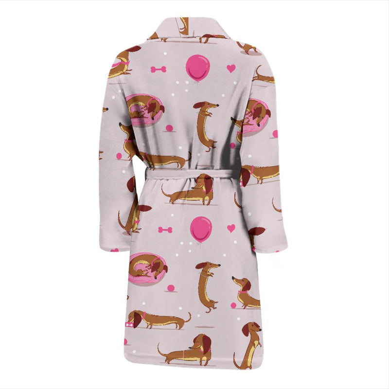 Dachshund Pattern Print Design 10 Men Bathrobe-JORJUNE.COM