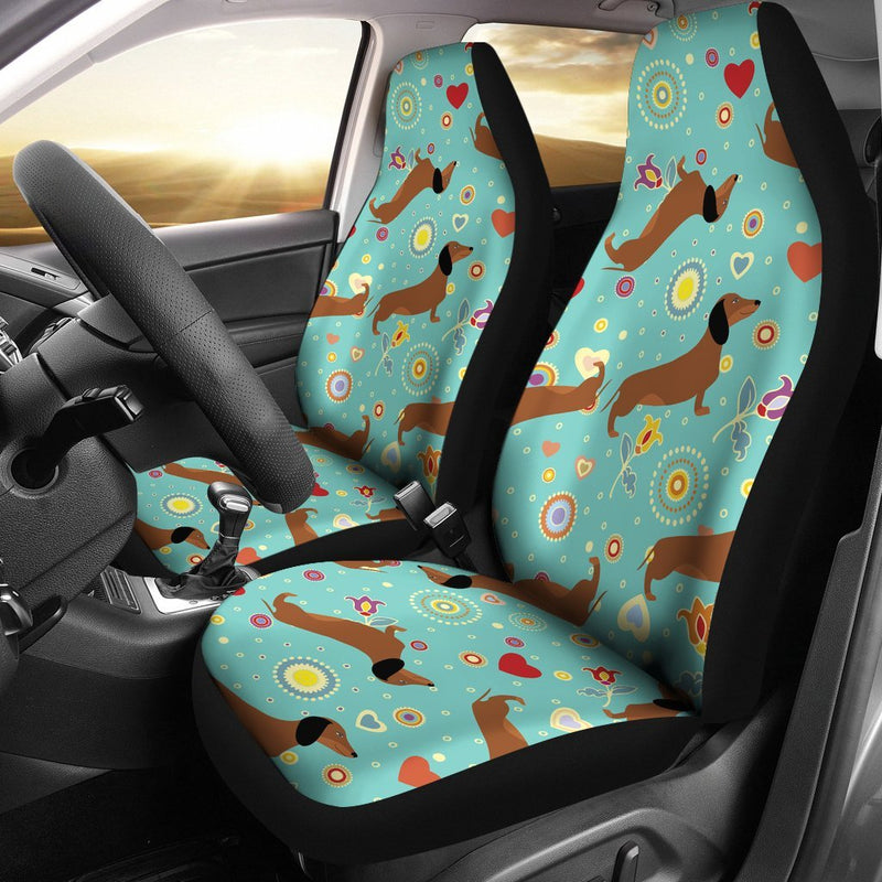 Dachshund with Floral Print Pattern Universal Fit Car Seat Covers