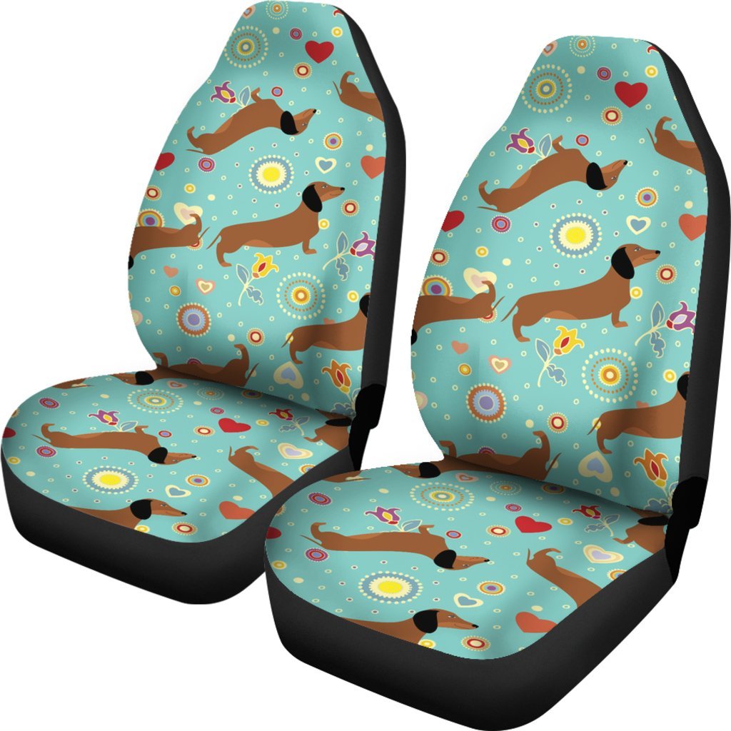 Dachshund with Floral Print Pattern Universal Fit Car Seat Covers