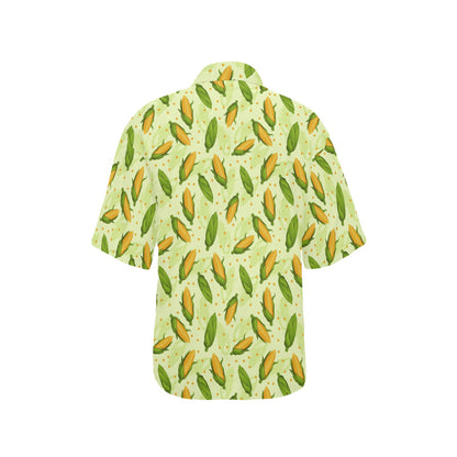 Agricultural Fresh Corn cob Print Pattern Women's Hawaiian Shirt