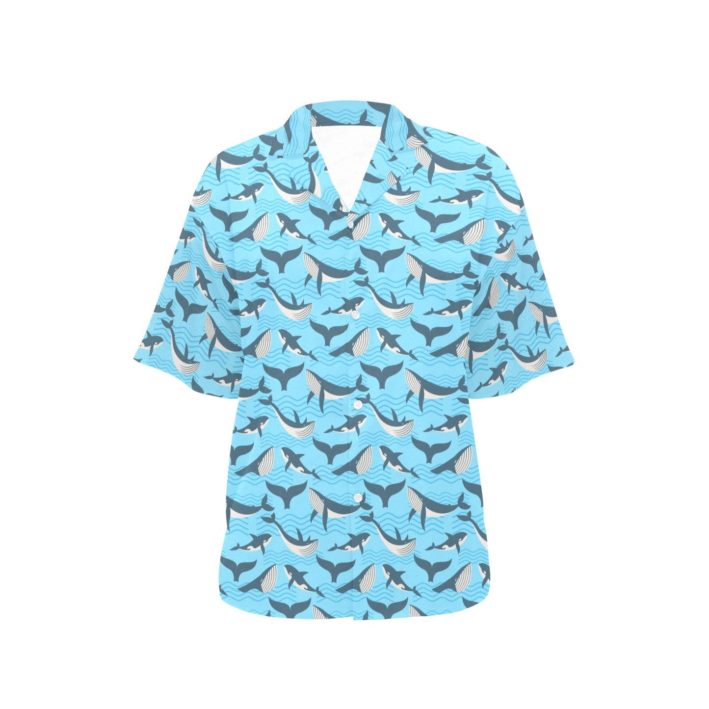 Whale Pattern Design Themed Print Women's Hawaiian Shirt