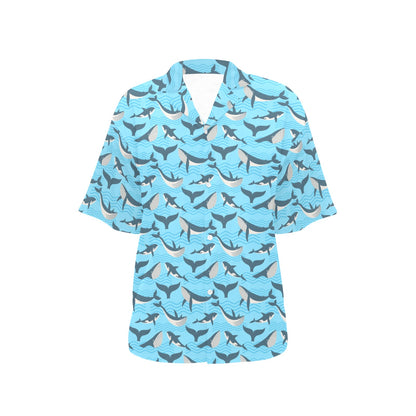 Whale Pattern Design Themed Print Women's Hawaiian Shirt