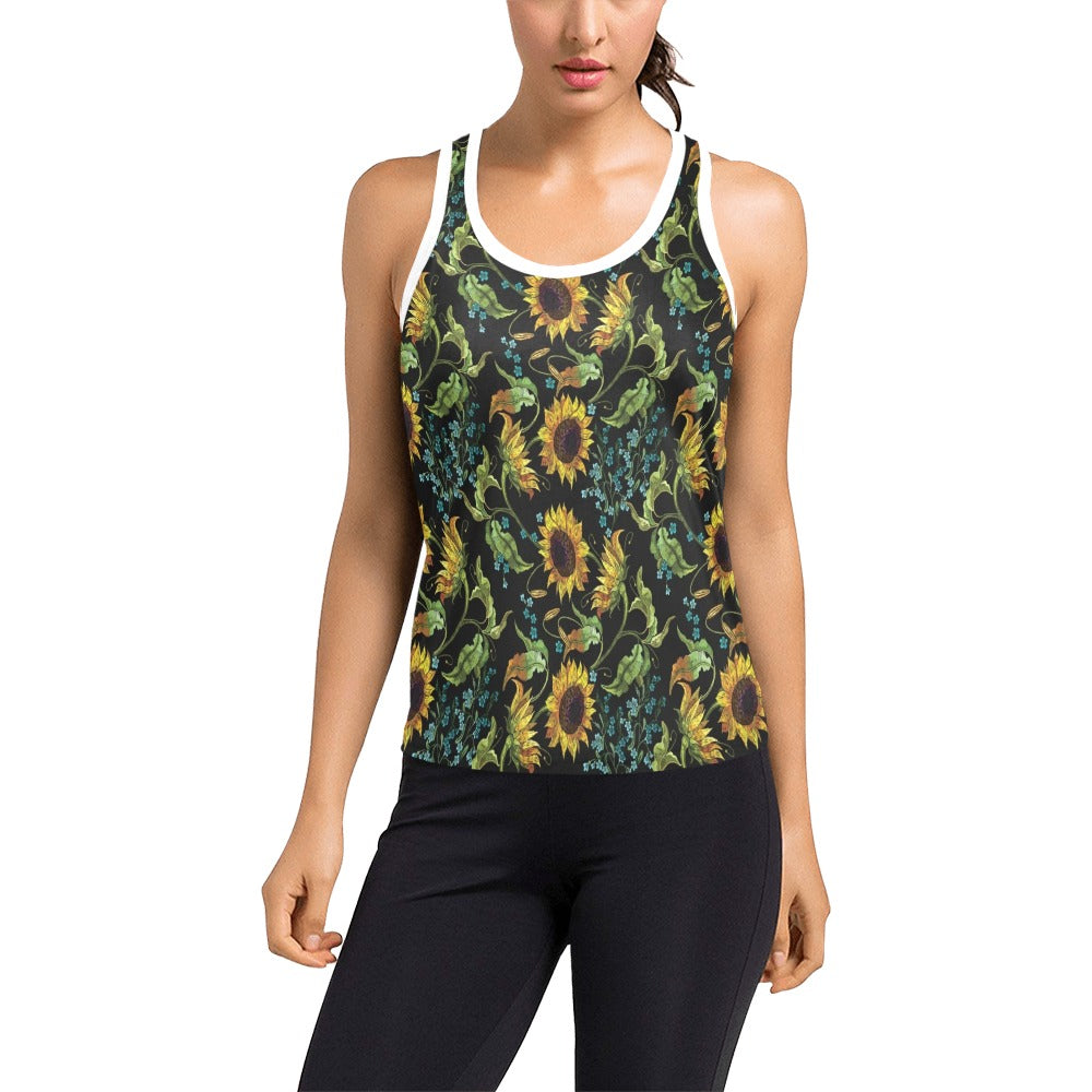 Sunflower Print Design LKS308 Women's Racerback Tank Top