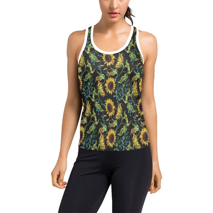 Sunflower Print Design LKS308 Women's Racerback Tank Top