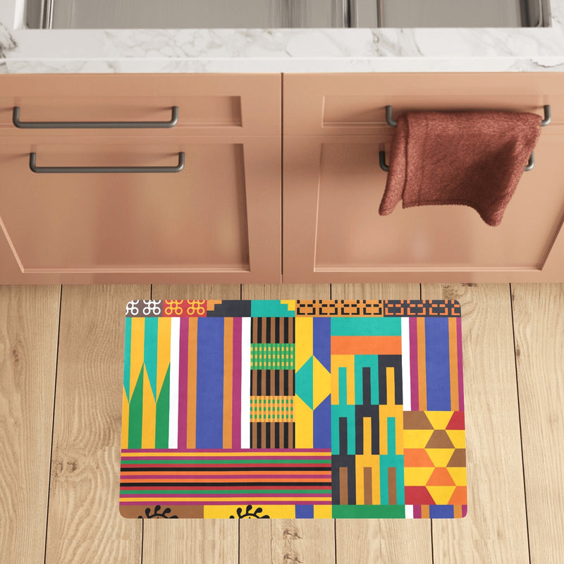 Kente Pattern Print Design 03 Kitchen Mat