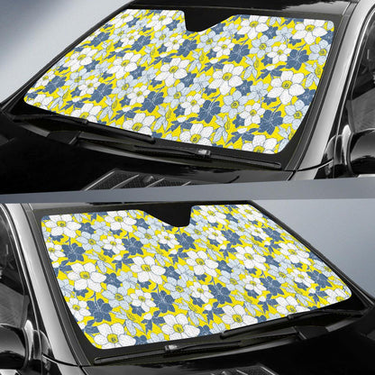 Daffodils Pattern Print Design 01 Car Sun Shade-JORJUNE.COM