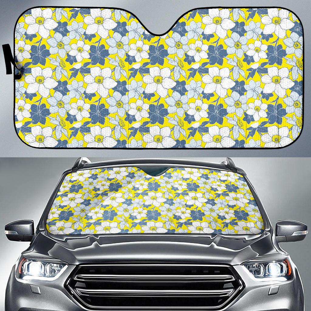 Daffodils Pattern Print Design 01 Car Sun Shade-JORJUNE.COM