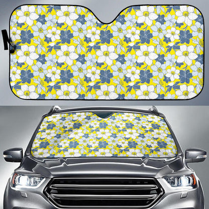 Daffodils Pattern Print Design 01 Car Sun Shade-JORJUNE.COM