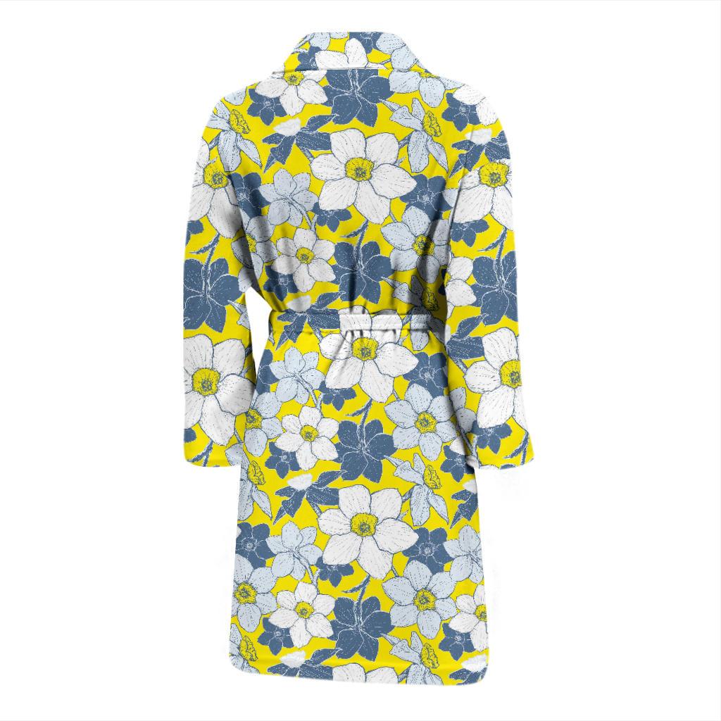 Daffodils Pattern Print Design 01 Men Bathrobe-JORJUNE.COM