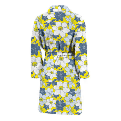 Daffodils Pattern Print Design 01 Men Bathrobe-JORJUNE.COM