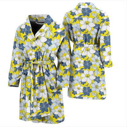 Daffodils Pattern Print Design 01 Men Bathrobe-JORJUNE.COM
