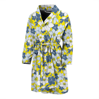 Daffodils Pattern Print Design 01 Men Bathrobe-JORJUNE.COM