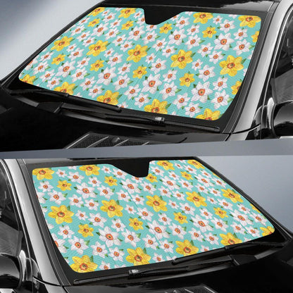 Daffodils Pattern Print Design 02 Car Sun Shade-JORJUNE.COM
