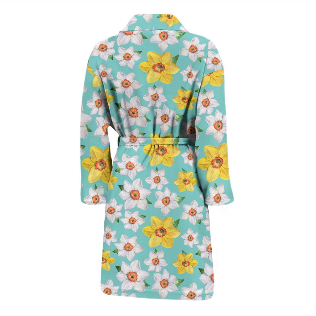 Daffodils Pattern Print Design 02 Men Bathrobe-JORJUNE.COM