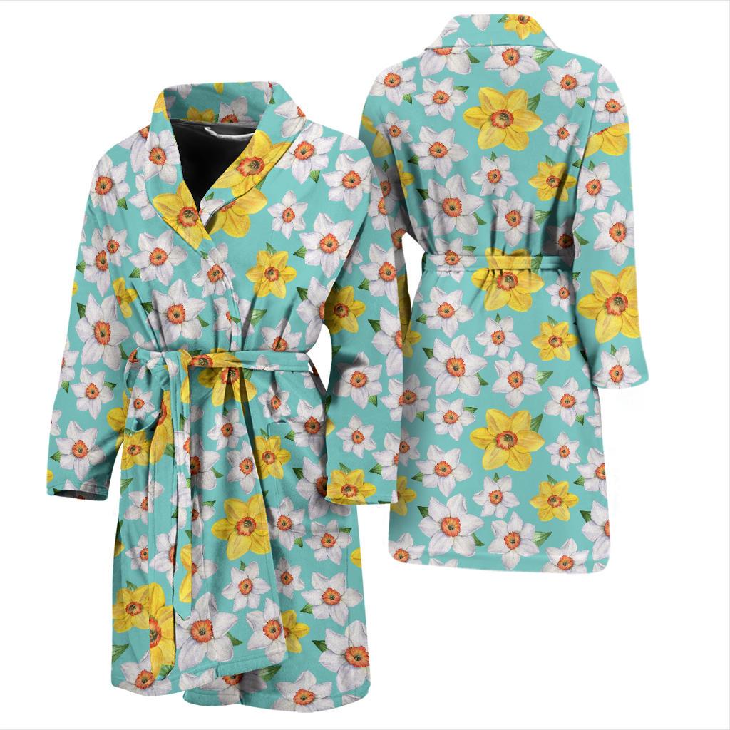 Daffodils Pattern Print Design 02 Men Bathrobe-JORJUNE.COM