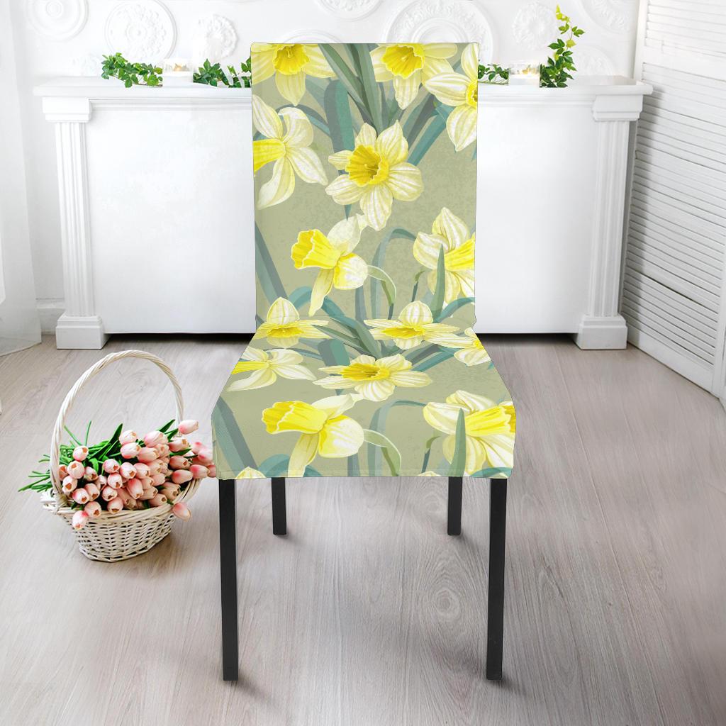 Daffodils Pattern Print Design DF01 Dining Chair Slipcover-JORJUNE.COM
