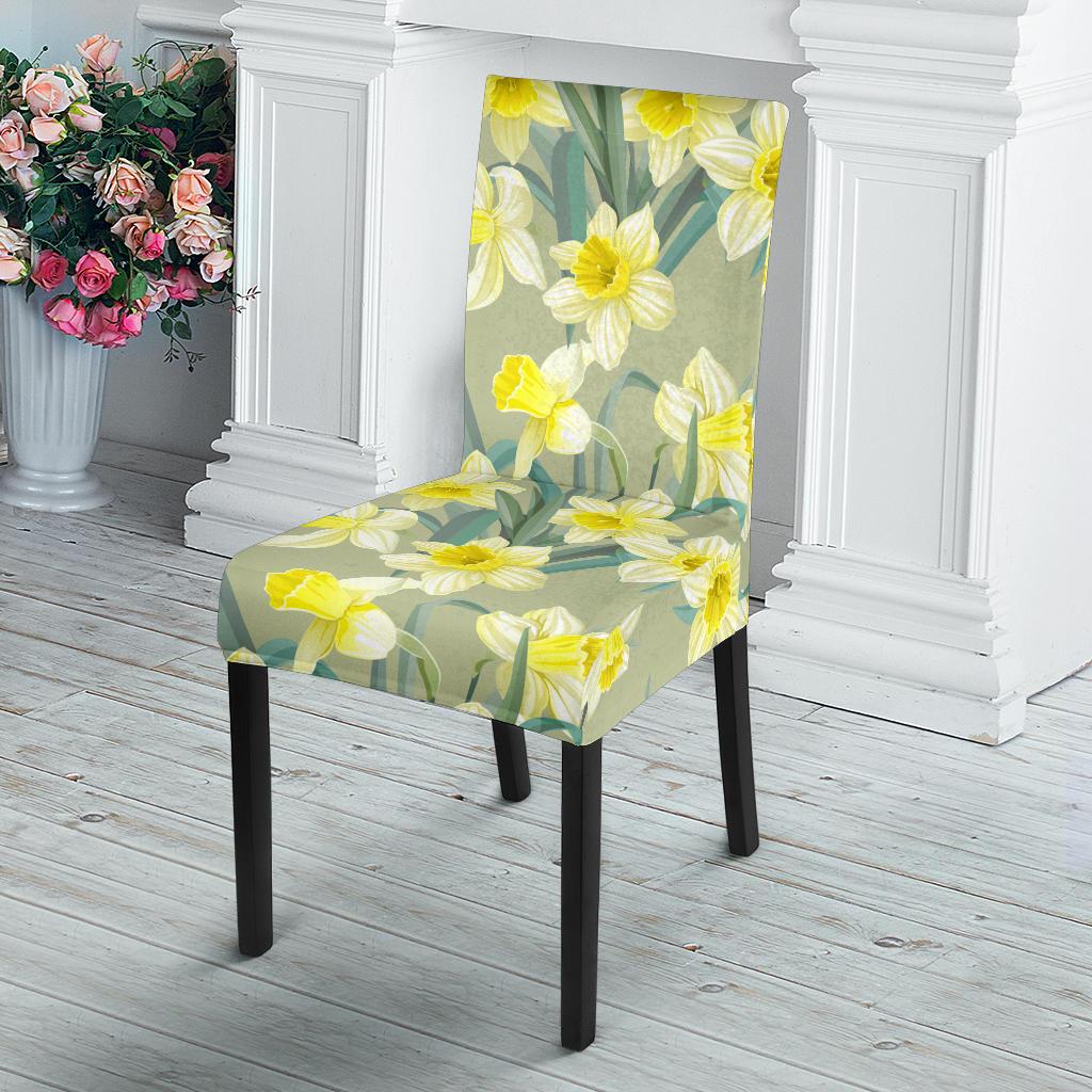 Daffodils Pattern Print Design DF01 Dining Chair Slipcover-JORJUNE.COM