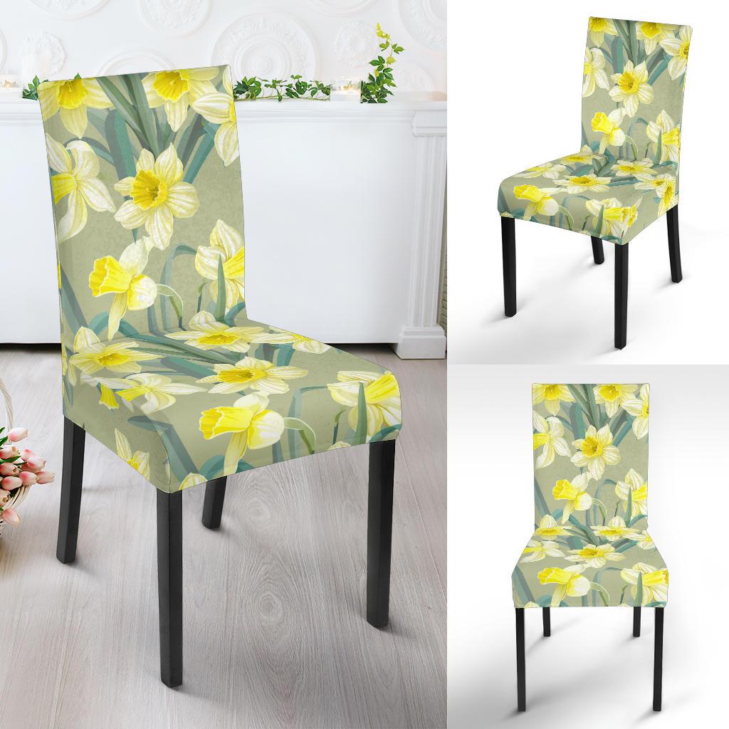 Daffodils Pattern Print Design DF01 Dining Chair Slipcover-JORJUNE.COM