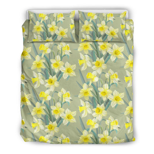 Daffodils Pattern Print Design DF01 Duvet Cover Bedding Set-JORJUNE.COM
