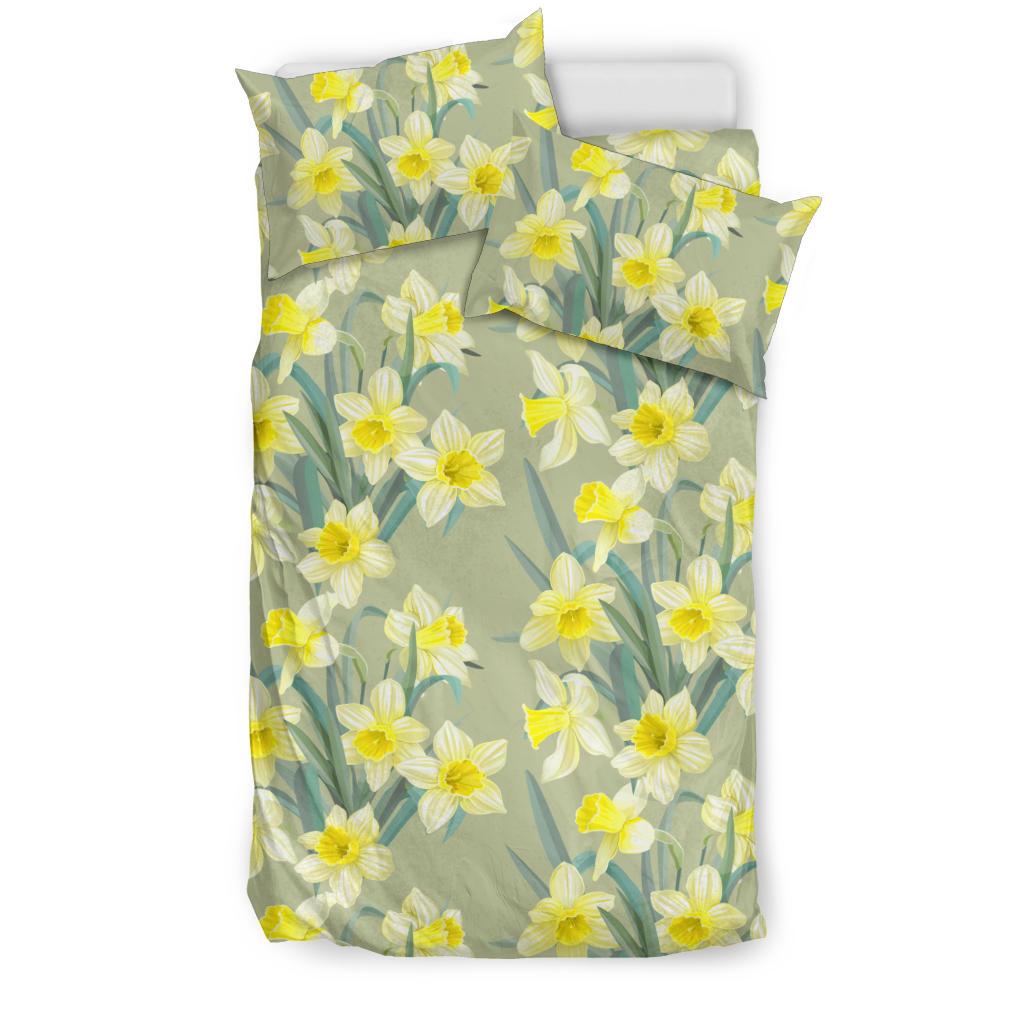 Daffodils Pattern Print Design DF01 Duvet Cover Bedding Set-JORJUNE.COM