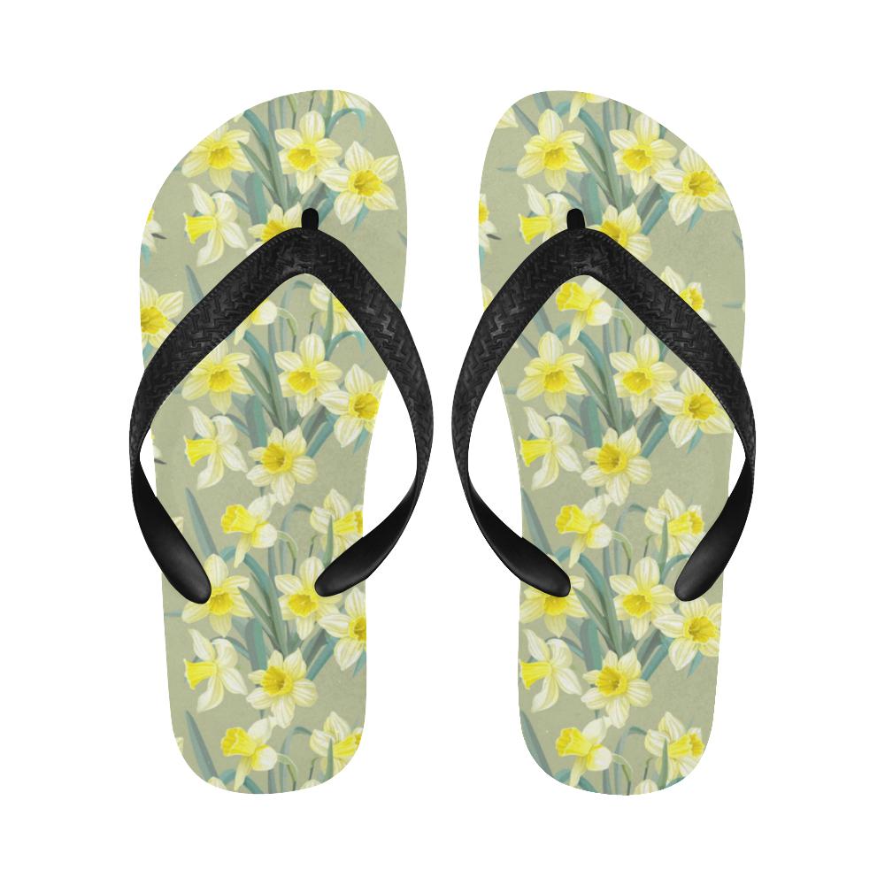 Daffodils Pattern Print Design DF01 Flip Flops-JorJune