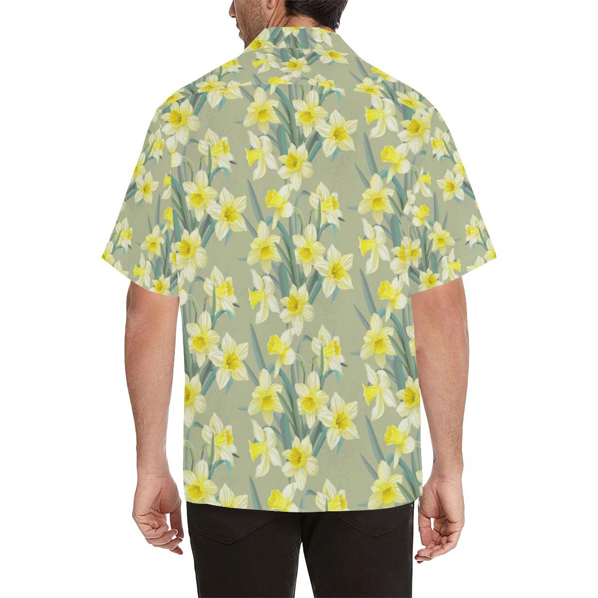 Daffodils Pattern Print Design DF01 Men Hawaiian Shirt-JorJune