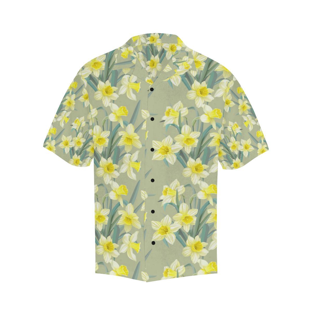 Daffodils Pattern Print Design DF01 Men Hawaiian Shirt-JorJune