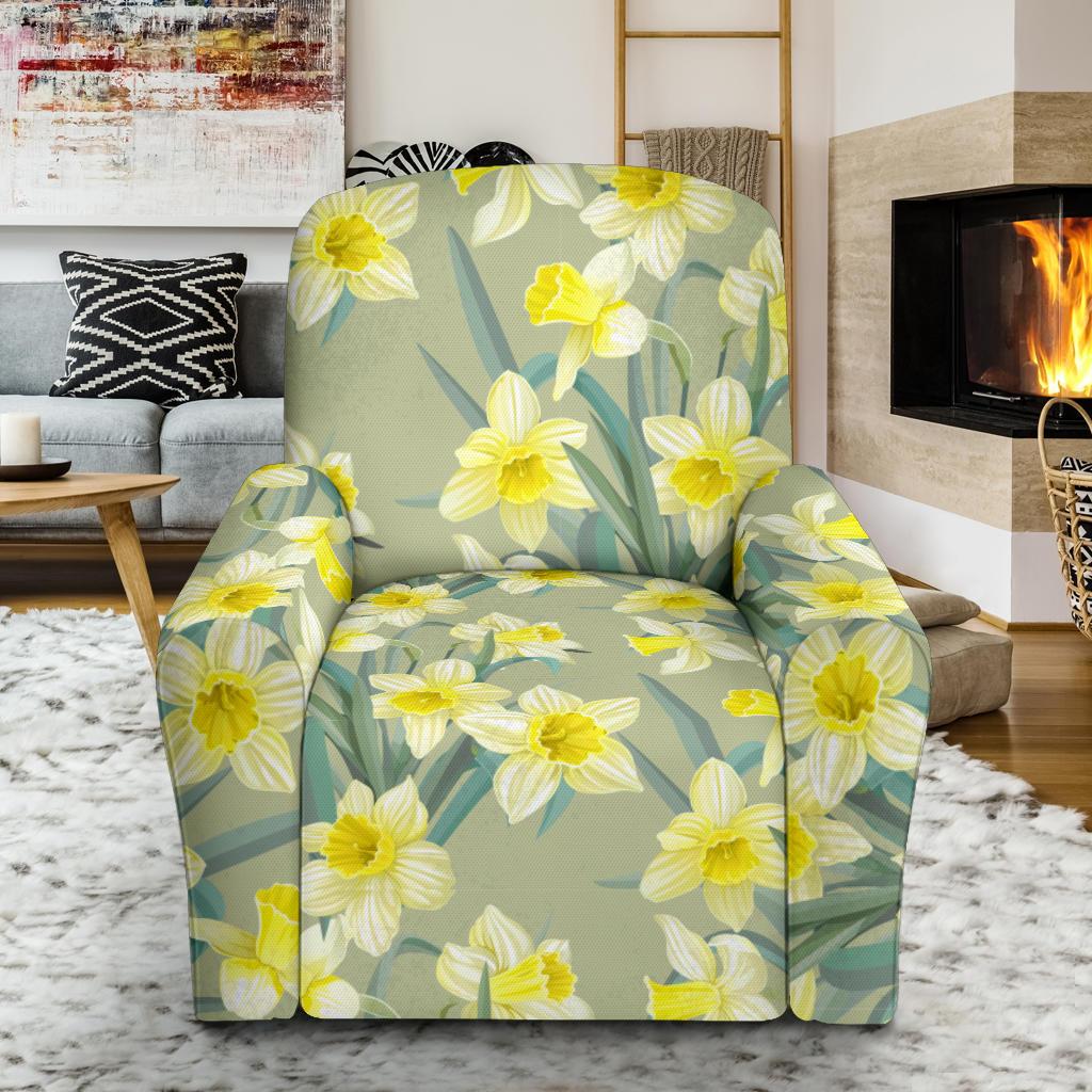 Daffodils Pattern Print Design DF01 Recliner Slipcover-JORJUNE.COM