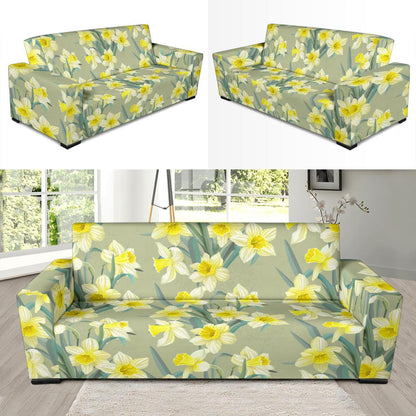 Daffodils Pattern Print Design DF01 Sofa Slipcover-JORJUNE.COM