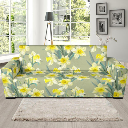 Daffodils Pattern Print Design DF01 Sofa Slipcover-JORJUNE.COM