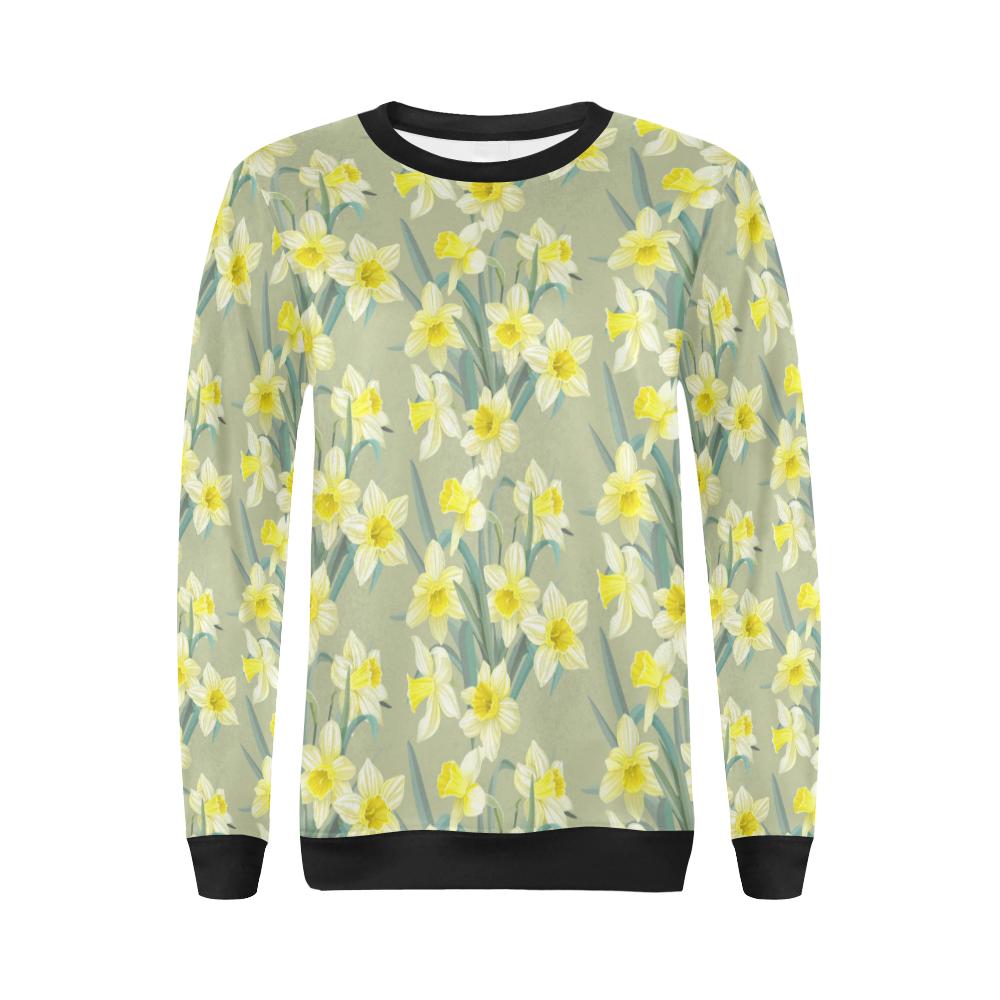 Daffodils Pattern Print Design DF01 Women Long Sleeve Sweatshirt-JorJune