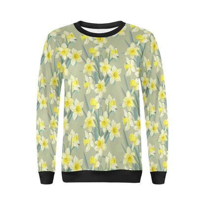 Daffodils Pattern Print Design DF01 Women Long Sleeve Sweatshirt-JorJune