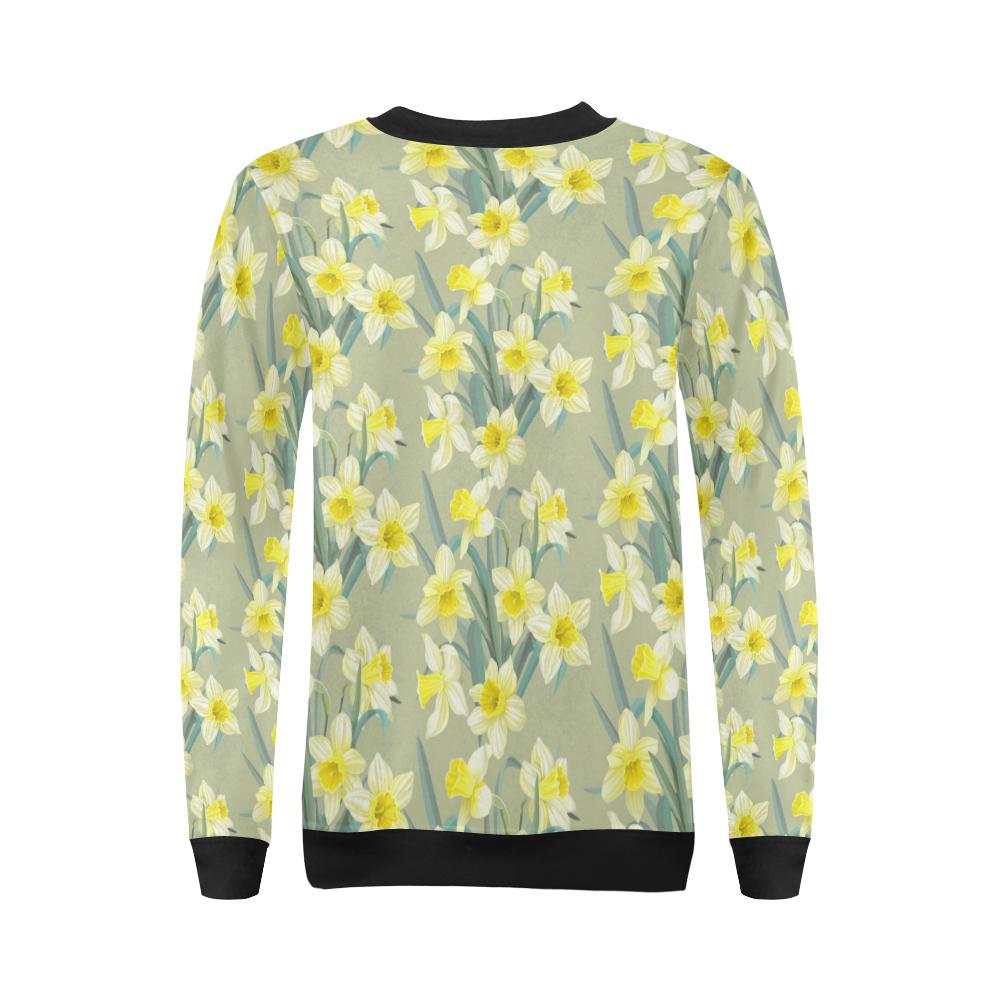 Daffodils Pattern Print Design DF01 Women Long Sleeve Sweatshirt-JorJune