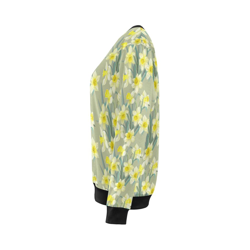 Daffodils Pattern Print Design DF01 Women Long Sleeve Sweatshirt-JorJune