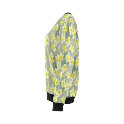 Daffodils Pattern Print Design DF01 Women Long Sleeve Sweatshirt-JorJune