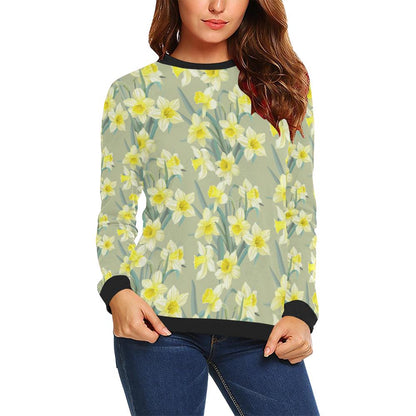 Daffodils Pattern Print Design DF01 Women Long Sleeve Sweatshirt-JorJune