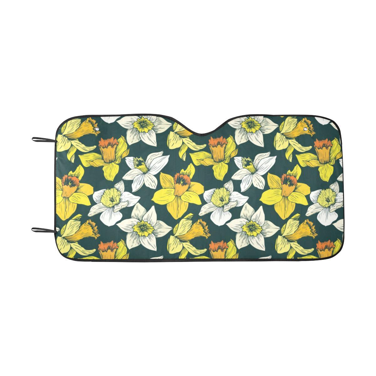 Daffodils Pattern Print Design DF02 Car Sun Shade-JorJune