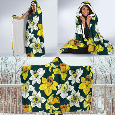 Daffodils Pattern Print Design DF02 Hooded Blanket-JORJUNE.COM