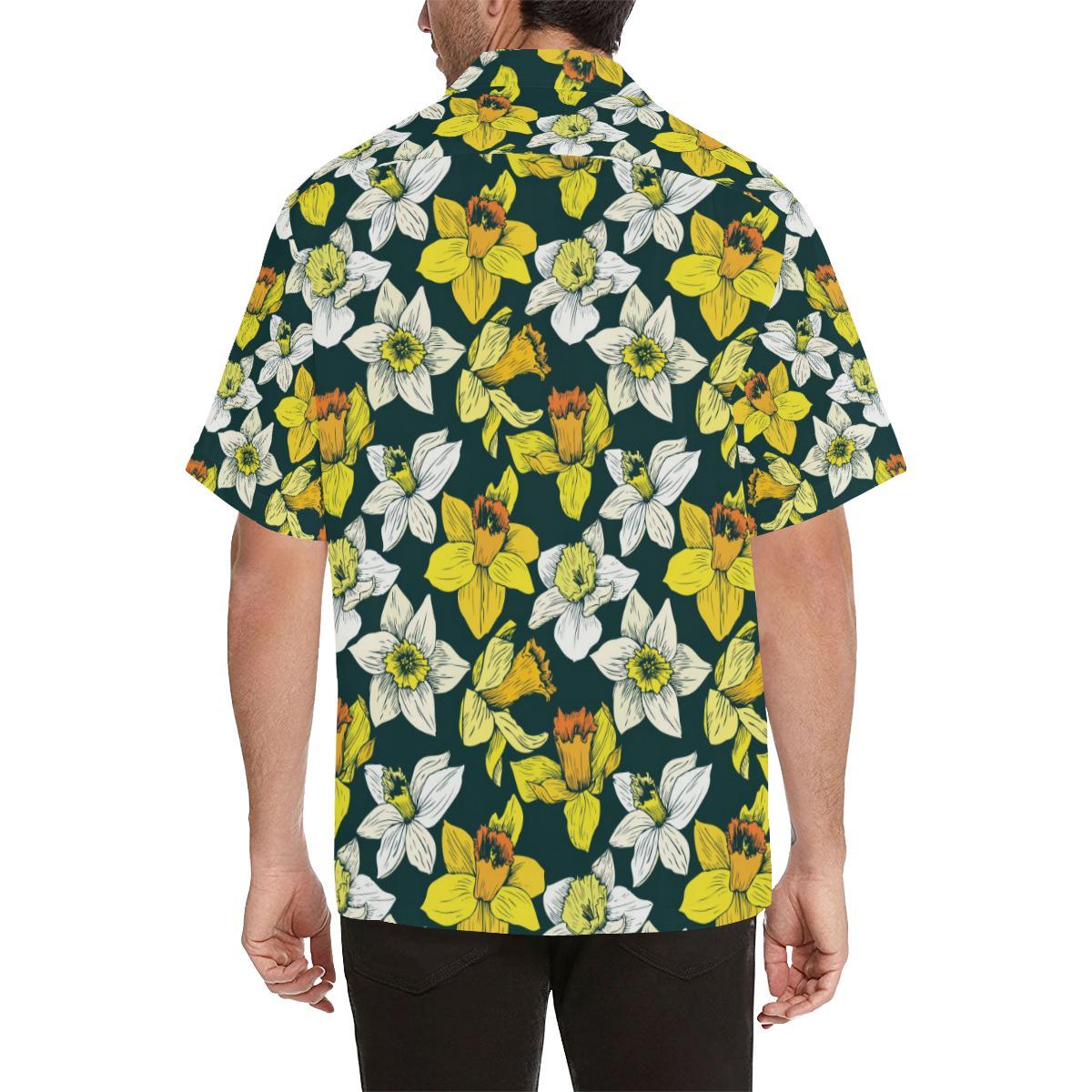 Daffodils Pattern Print Design DF02 Men Hawaiian Shirt-JorJune