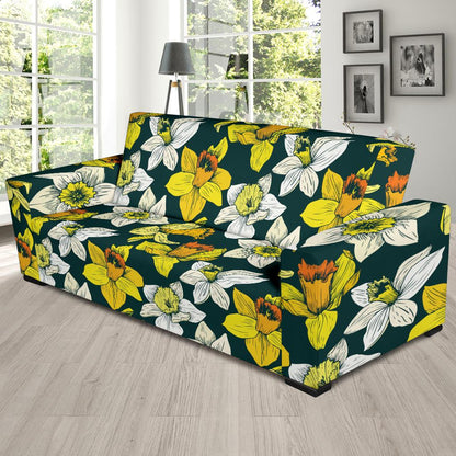 Daffodils Pattern Print Design DF02 Sofa Slipcover-JORJUNE.COM