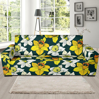 Daffodils Pattern Print Design DF02 Sofa Slipcover-JORJUNE.COM