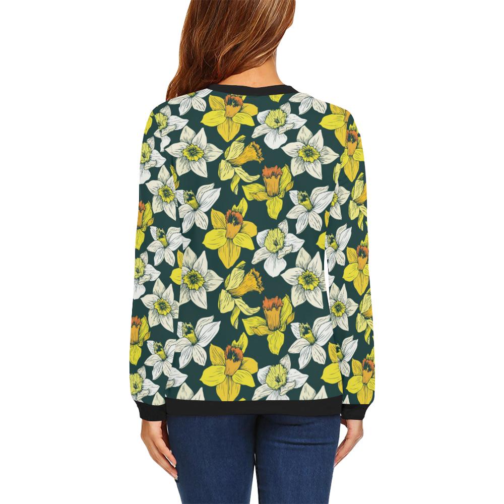 Daffodils Pattern Print Design DF02 Women Long Sleeve Sweatshirt-JorJune