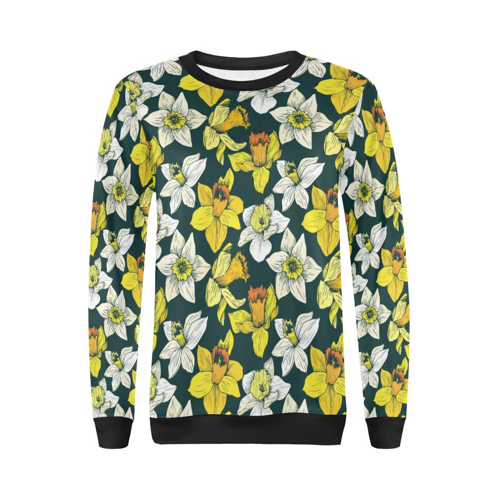 Daffodils Pattern Print Design DF02 Women Long Sleeve Sweatshirt-JorJune