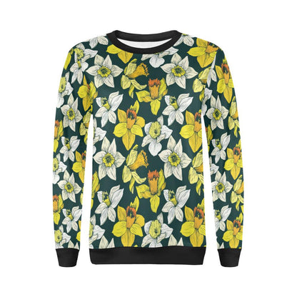 Daffodils Pattern Print Design DF02 Women Long Sleeve Sweatshirt-JorJune