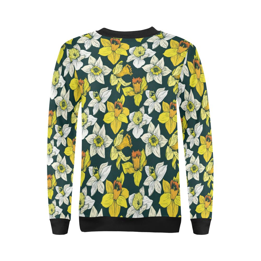 Daffodils Pattern Print Design DF02 Women Long Sleeve Sweatshirt-JorJune