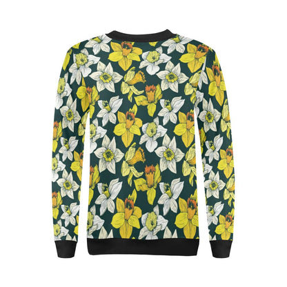 Daffodils Pattern Print Design DF02 Women Long Sleeve Sweatshirt-JorJune